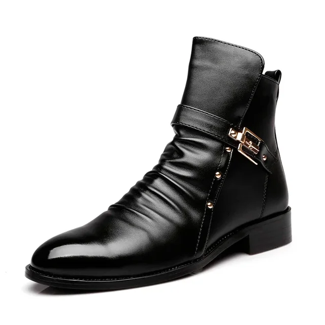 Luksusowe męskie buty Chelsea Moda Spiczaste buty męskie Wysokiej jakości buty biznesowe Casual Retro Skórzane męskie buty motocyklowe