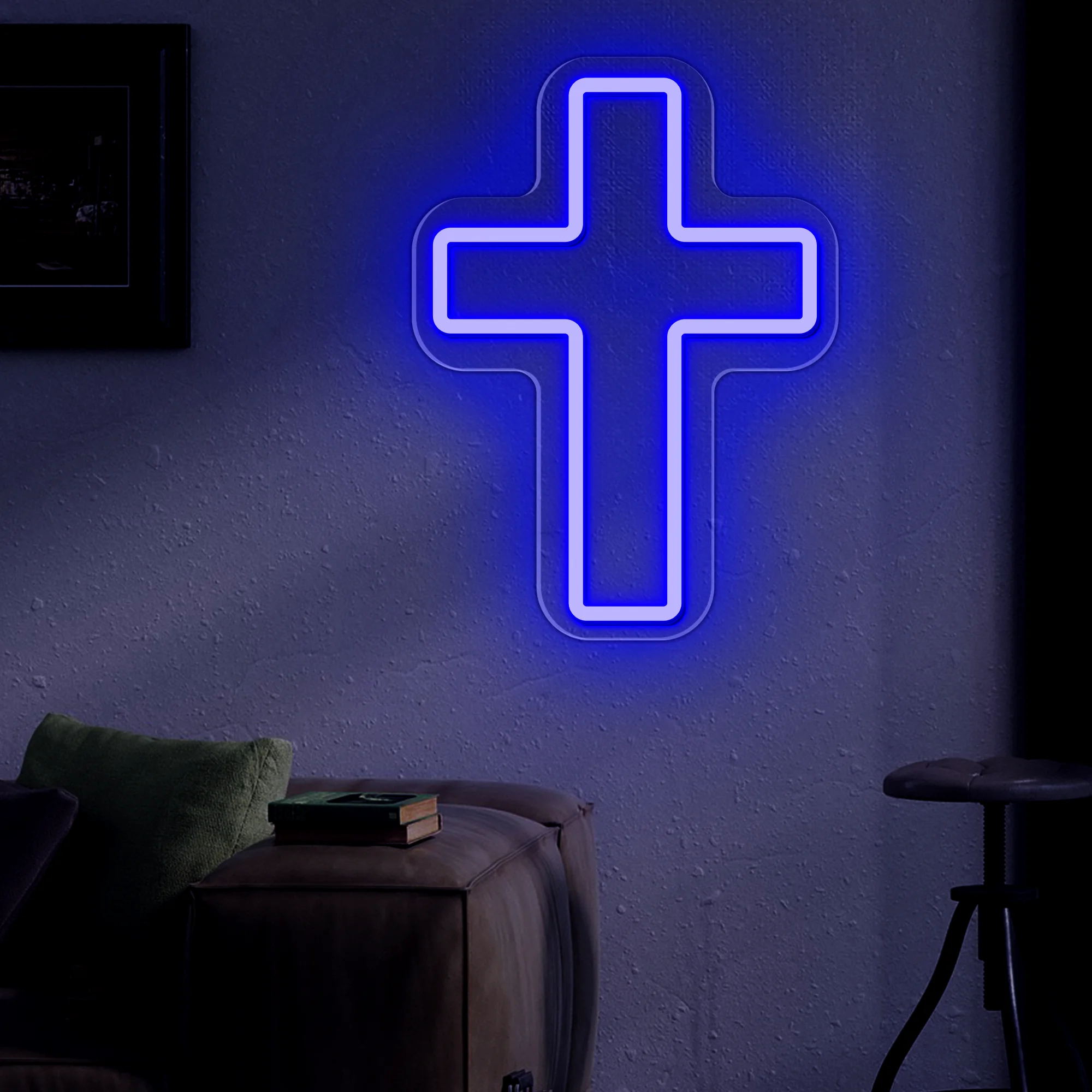 예수 네온 사인 LED 십자가 모양 USB 벽 예술 걸이식 램프, 홀리데이 바 웨딩 파티 클럽 홈 룸 장식, 크리스마스 선물