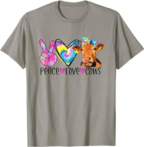 Peace Love Cows Tie Dye Rainbow Vegan Farm Girl Veganism T Shirt SweaT 48663