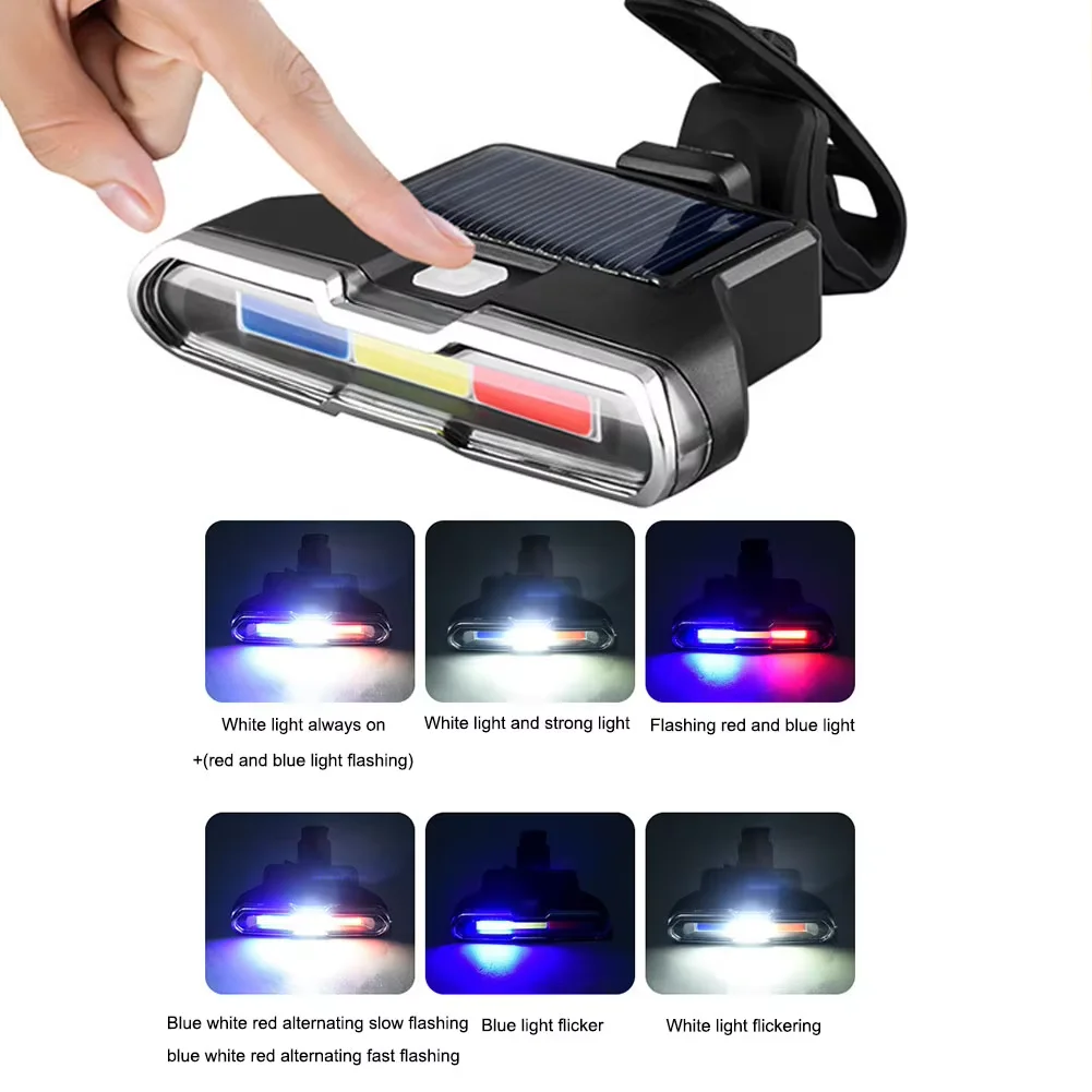 دراجة حمراء تحذير الضوء الخلفي قابلة للشحن LED الدراجة الجبلية الضوء الخلفي متعدد الإضاءة التروس ملحقات المصابيح لسلامة ركوب الخيل #3