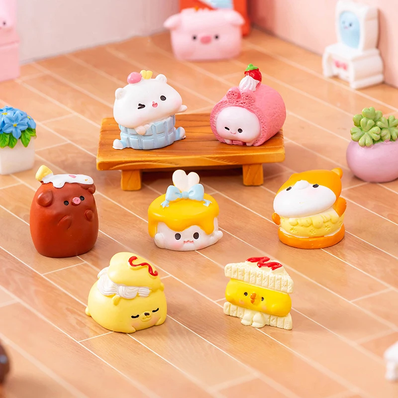 1pc Mini Cartoon Cute Dessert Pudding Cake Shaped Statue Micro Landscape Decoration Car Dashboard Home Ornament