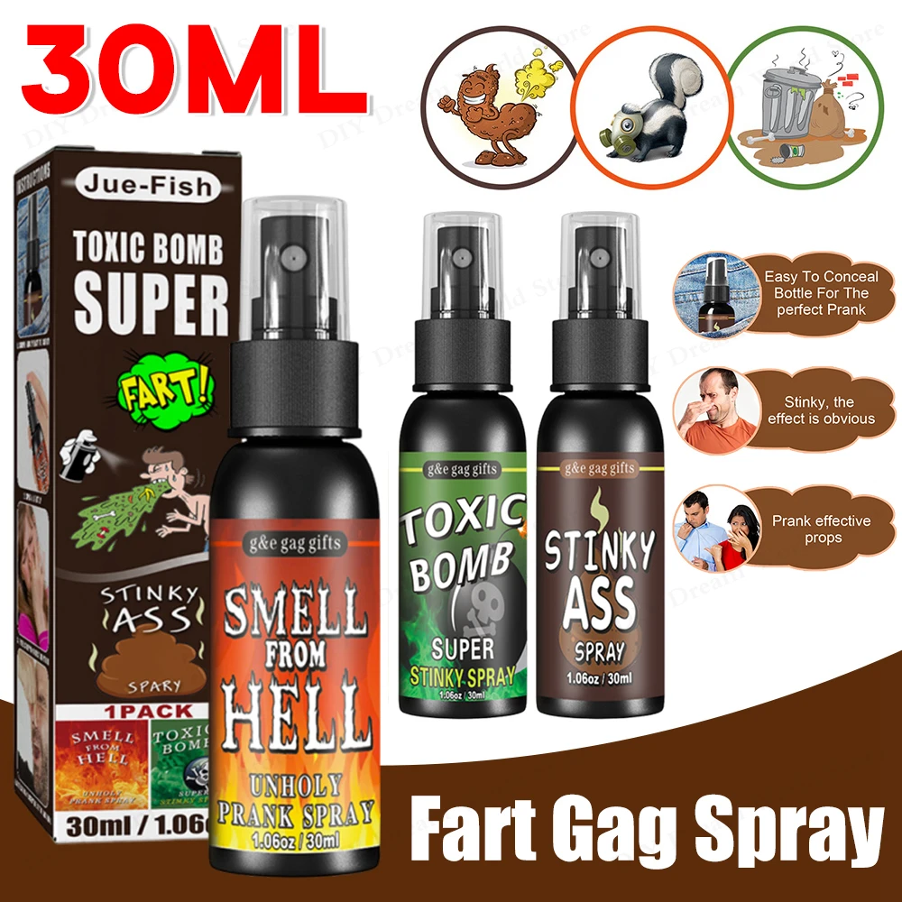 30ml Fart Gag Spray Prank Joke Plastic Smelly Stinky Gags Party Supplies Terrible Stinky Fart Spray Non Toxic Halloween Funny To