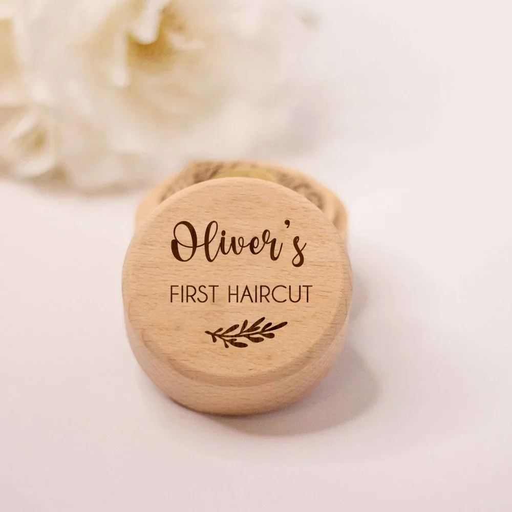 Personalised First Curl Baby\'s First Lock of Hair Keepsake Box Engraved Wooden Trinket Box Christening Baby Shower Gift