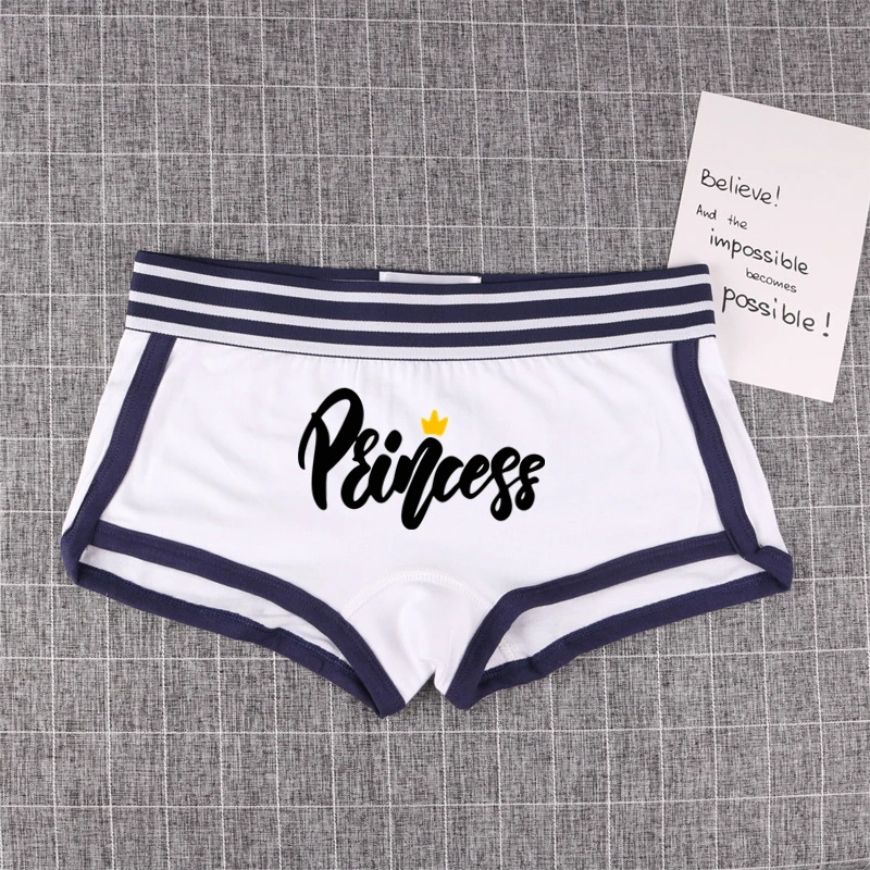 Princess TEXTS Cotton Boy Shorts WIFE Gift Underwear for Women New Women Boxer Shorts Girl Panties Breathable Women\'s Intimates