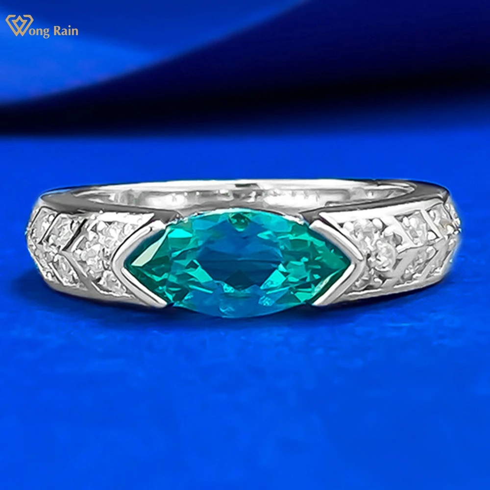 

Wong Rain Vintage 925 Sterling Silver Marquise Cut 5*10MM Paraiba Tourmaline Gemstone Women Rings Fine Jewelry Anniversary Gifts