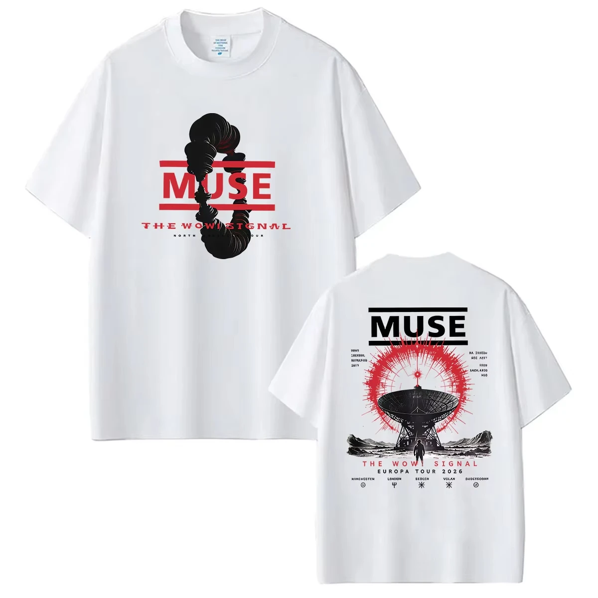2026 Men's Space Exploration Graphic T Shirt Double Sided Print Casual O-neck Short Sleeve Music Tee Tops