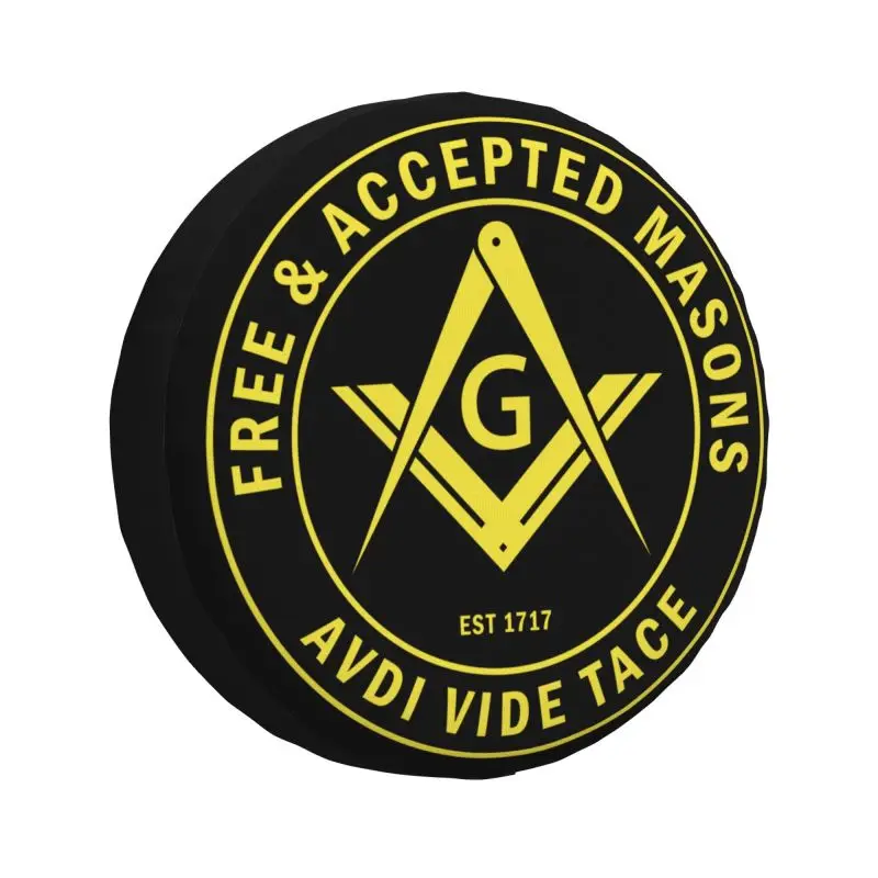 Custom Free Accepted Masons Masonic Freemason Tire Cover 4x4 Trailer Spare Wheel Protector for Jeep Toyota 14