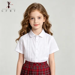 GFMY-camisas de estilo europeo y americano para niños y niñas, camisas sólidas de 100% algodón para niños de 4 a 13 años, 2021