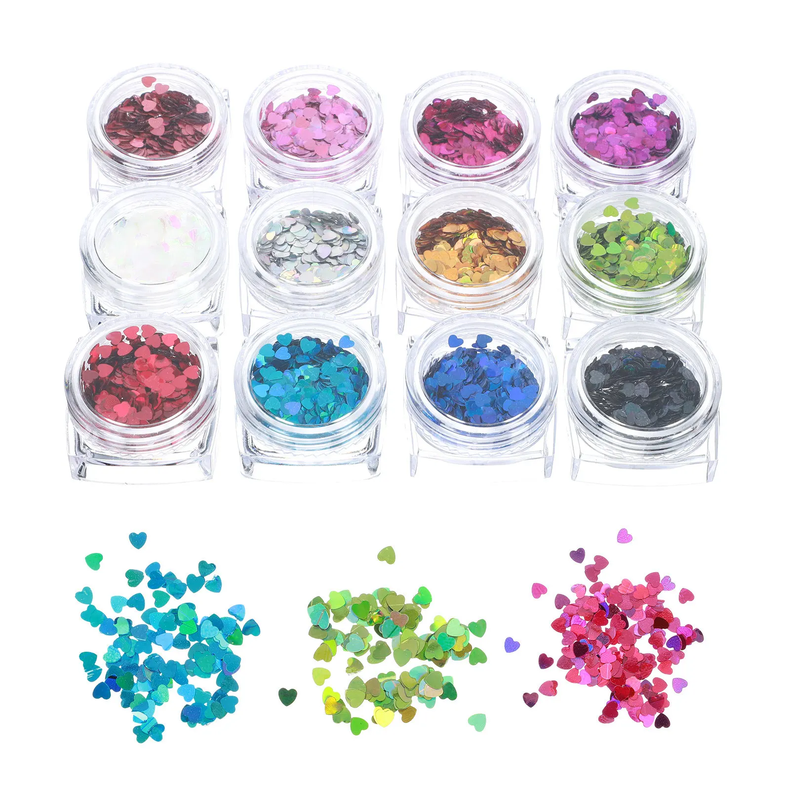1Set Valentine's Day Nail Art Sequins Heart Shape Eye Makeup Decoration Heart Shaped Nail Sequins Eye Makeup Glitters