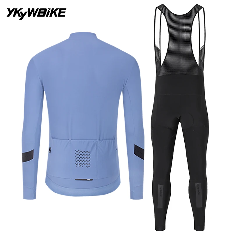 YKYWBIKE Herren-Radsportbekleidung Winter 10-20 ° C Fahrrad-Sets Rennrad-Latzhose Anzug Langarm-Radtrikot Kleidung – Detail 28