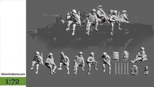 1/72 Scale Die-cast Resin Figure  With 7-man Model Kit Unpainted And Free Shipping