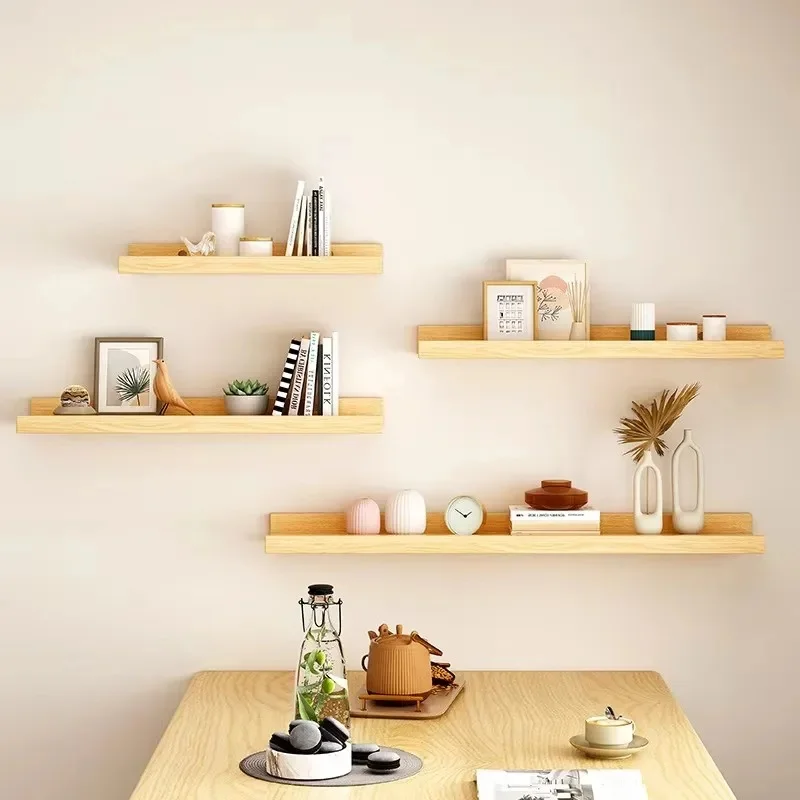 U-shaped Wooden Floating Shelf Wall Mounted Display Rack Storage Organizer for Living Room Bathroom Kitchen
