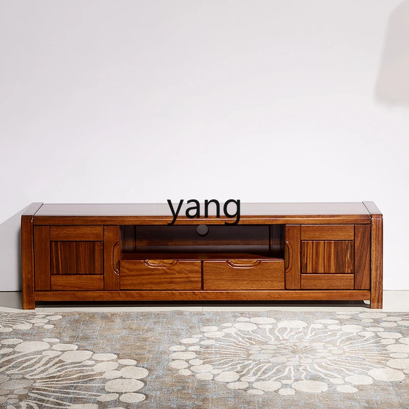 

tgf Ebony Wood Solid Wood TV Cabinet Modern Chinese Style Living Room Storage Cabinet