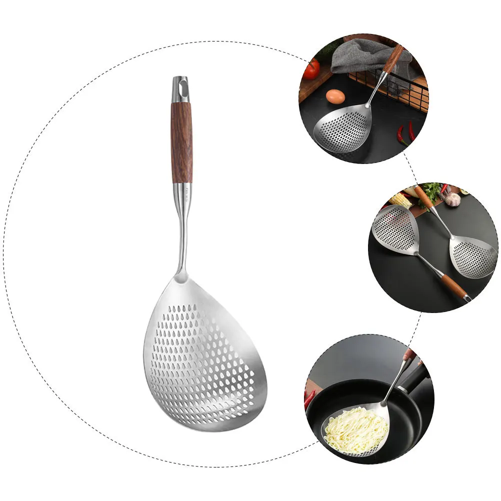 

Stainless Steel Cooking Colander Spoon Slotted Skimmer Pasta Strainer Kitchen Spoon Ergonomic Handle Oil Filter