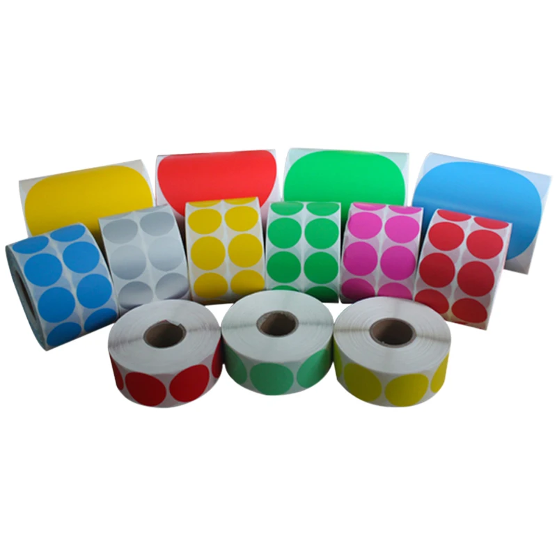Color Round Circle Thermal Sticker Adhesive Paper Supermarket Price Blank Barcode Label Direct Print Waterproof