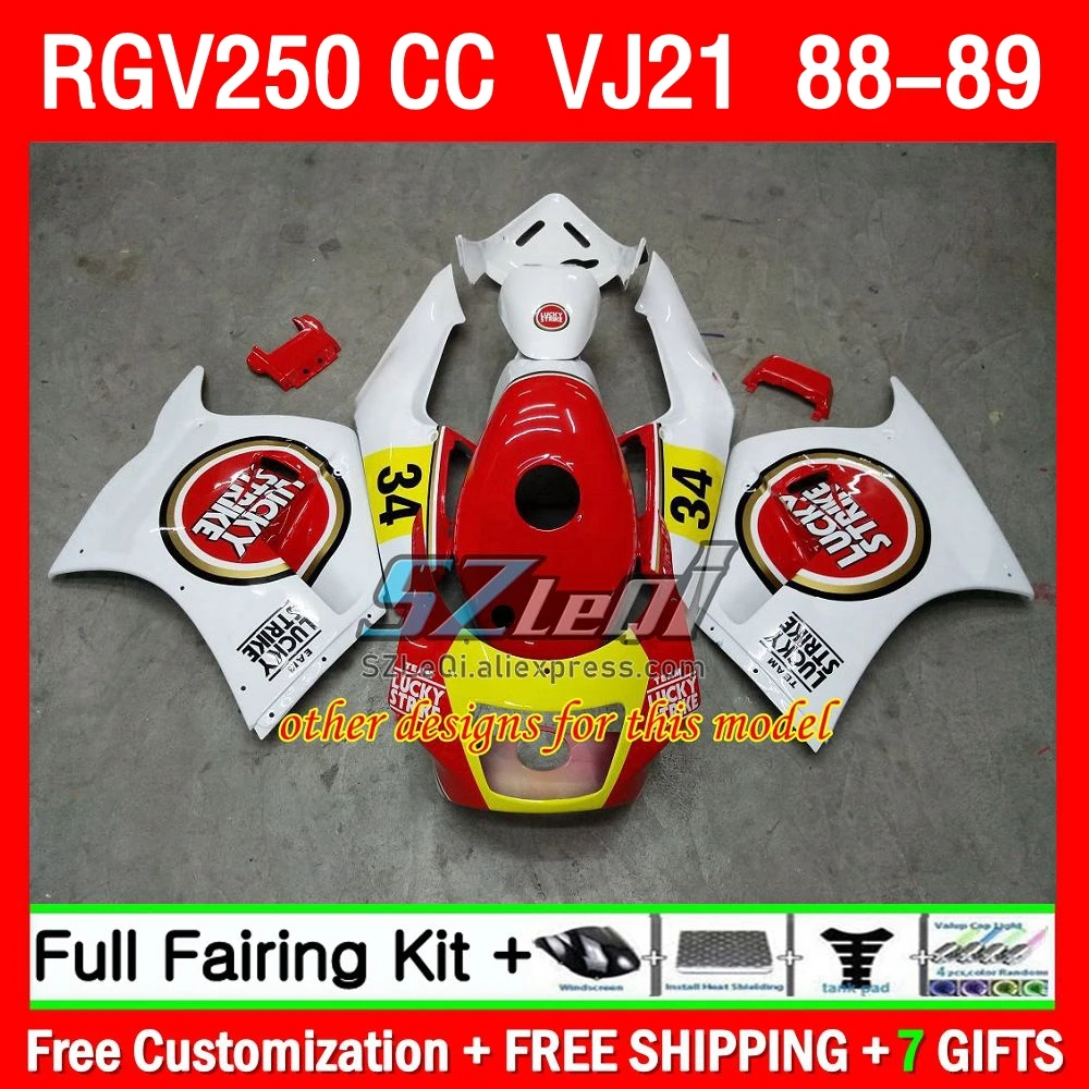 هدية لسوزوكي RGV250 SAPC VJ21 VJ 21 هيكل السيارة 61Q1.55 RGVT-250 RGV 250 CC RGV-250 RGVT250 1988 1989 أزرق أبيض 88 89 جسم