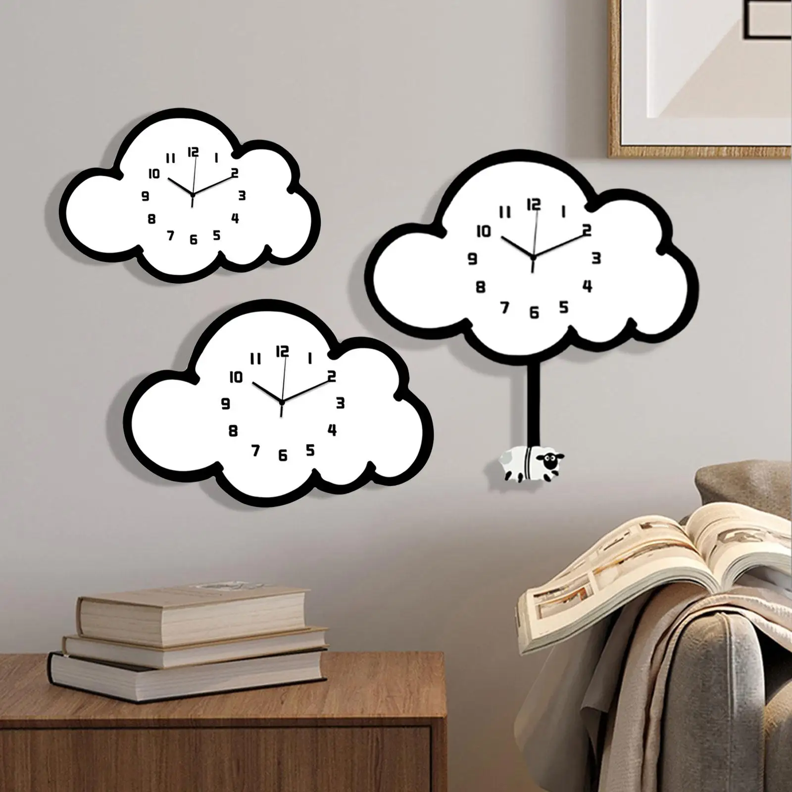 Cloud Wall Hanging Clock Wall Ornament for Dining Room Indoor Living Room