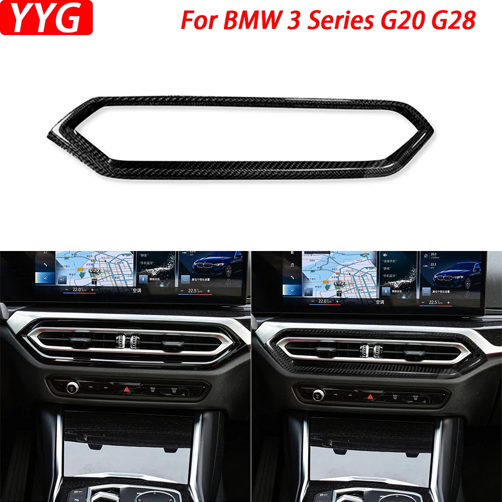 

For BMW 3 Series G20 G28 2023+ Real Carbon Fiber Central Air Conditioning Outlet Cover Trim Car Interior Retrofit Accessories