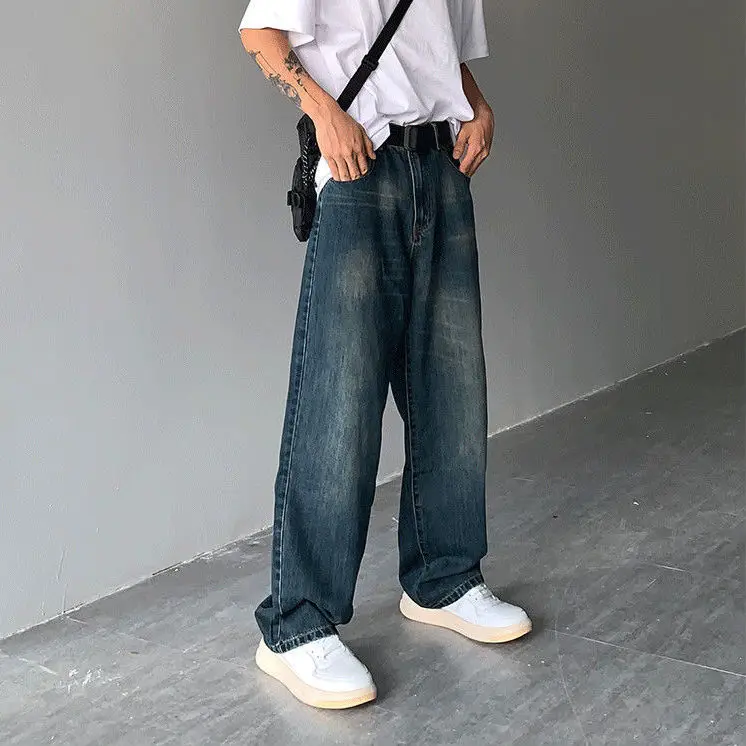 

Men's Fashion Jeans Famous Versatile Loose Straight Autumn Wide Leg Pants Clothes Streetwear Hiphop Denim Trousers New 2023 A110