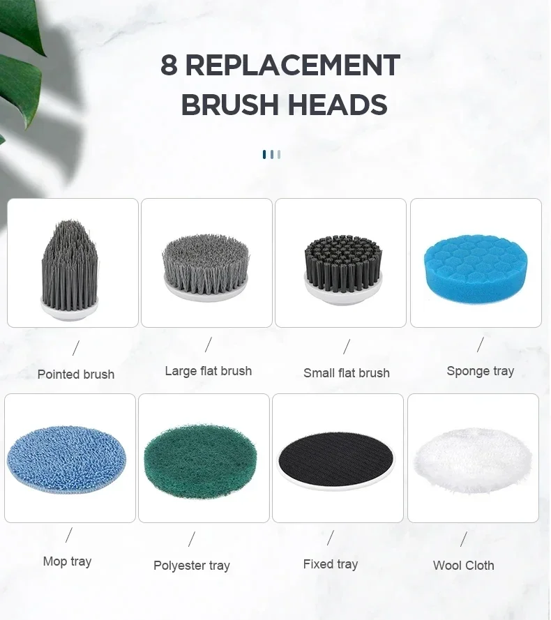 Multifunctional Electric Cleaning Brush Bathroom Kitchen Brush Cleaning With LED NightLight Rotatable Household Brush 8-in-1