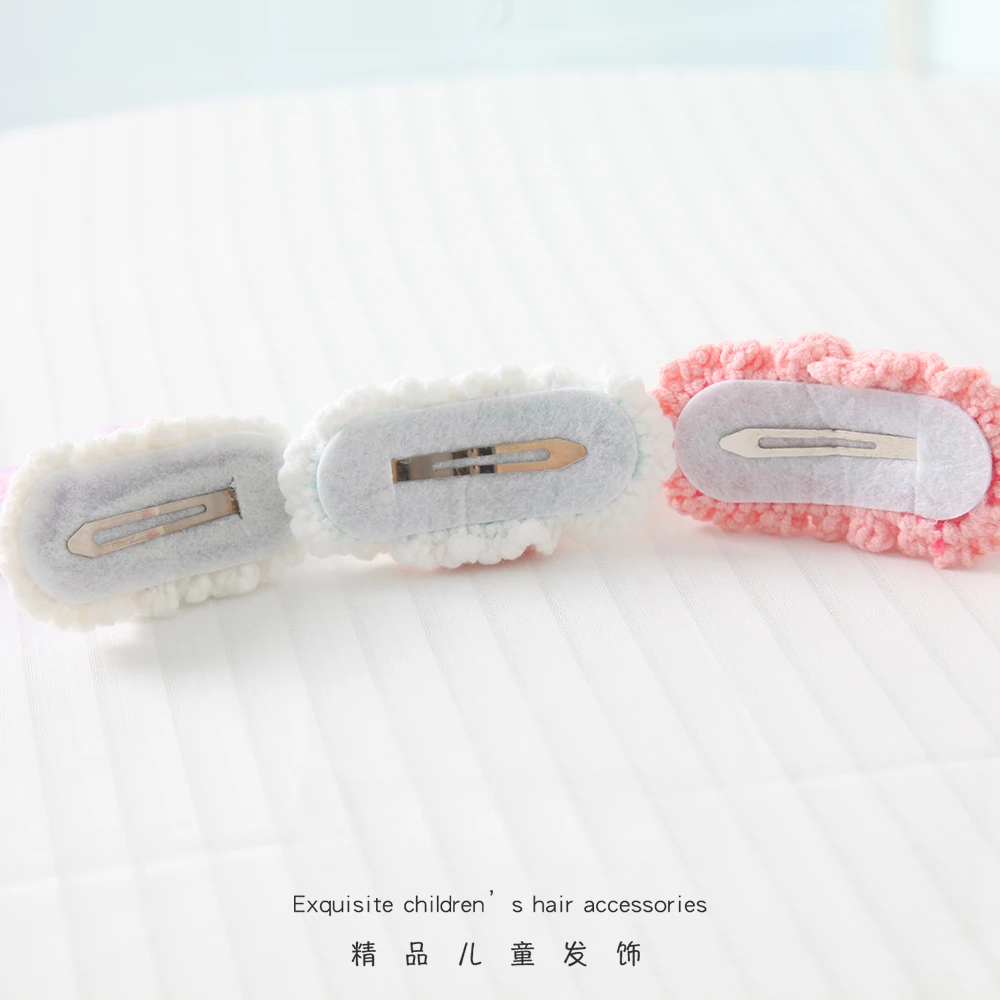 Horquilla tridimensional para niñas terminada, horquilla trenzada de lana, lindas Orejas de conejo para bebé, tocado de ganchillo, flequillo, clip superior