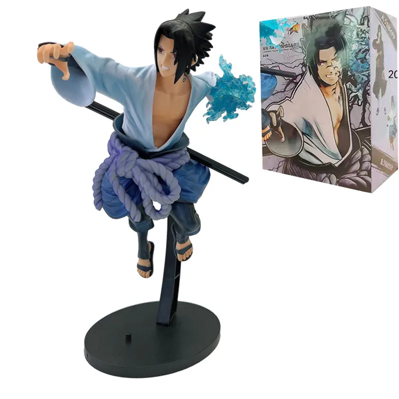 Bandai Japan Naruto Anime Figuur Vibratie Sterren Uchiha Sasuke Chidori Standbeeld Actie Figuur Collectie Model Ornamenten Speelgoed Cadeau