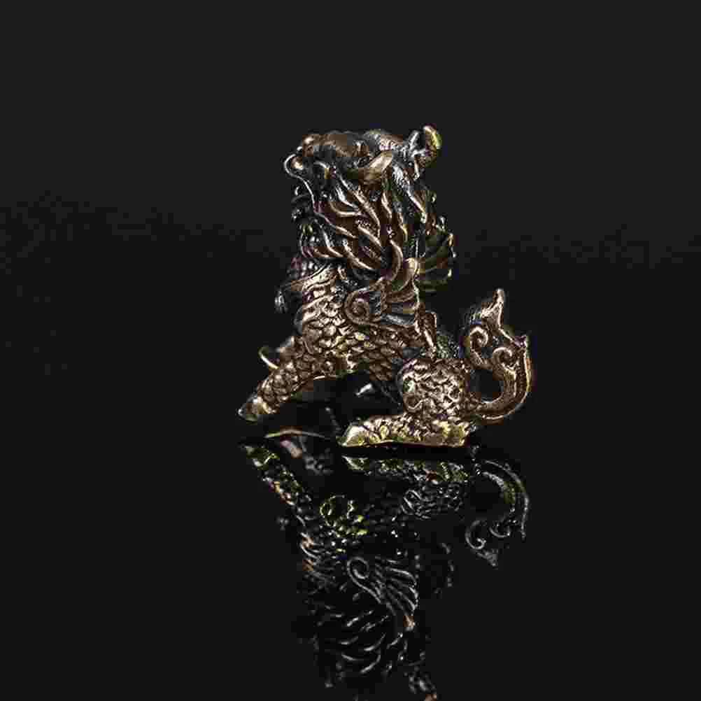 2 Pcs Brass Unicorn Ornament Adornments Office Decor Chinese Style Kylin Figurine Figurines Auspicious Statue Ornaments Desktop