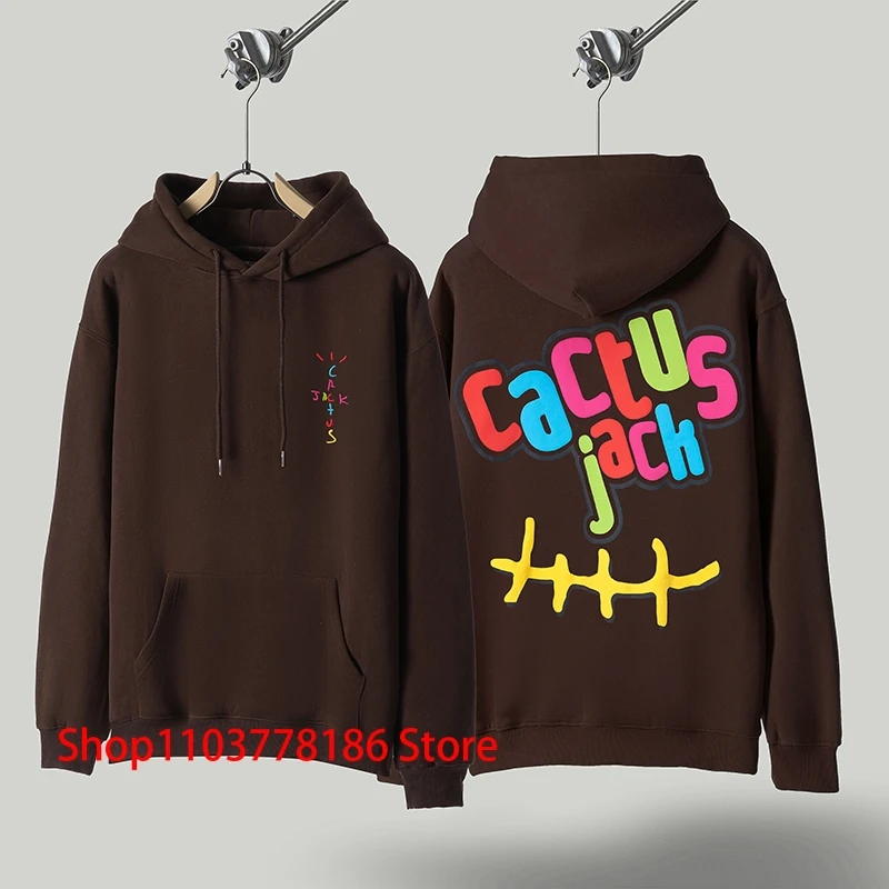 24ss Cactus Jack Hoody Sweatshirt Letter Embroidery Color Pattern Foam Print American Casual Hoodie Fall Winter Pullover Unisex