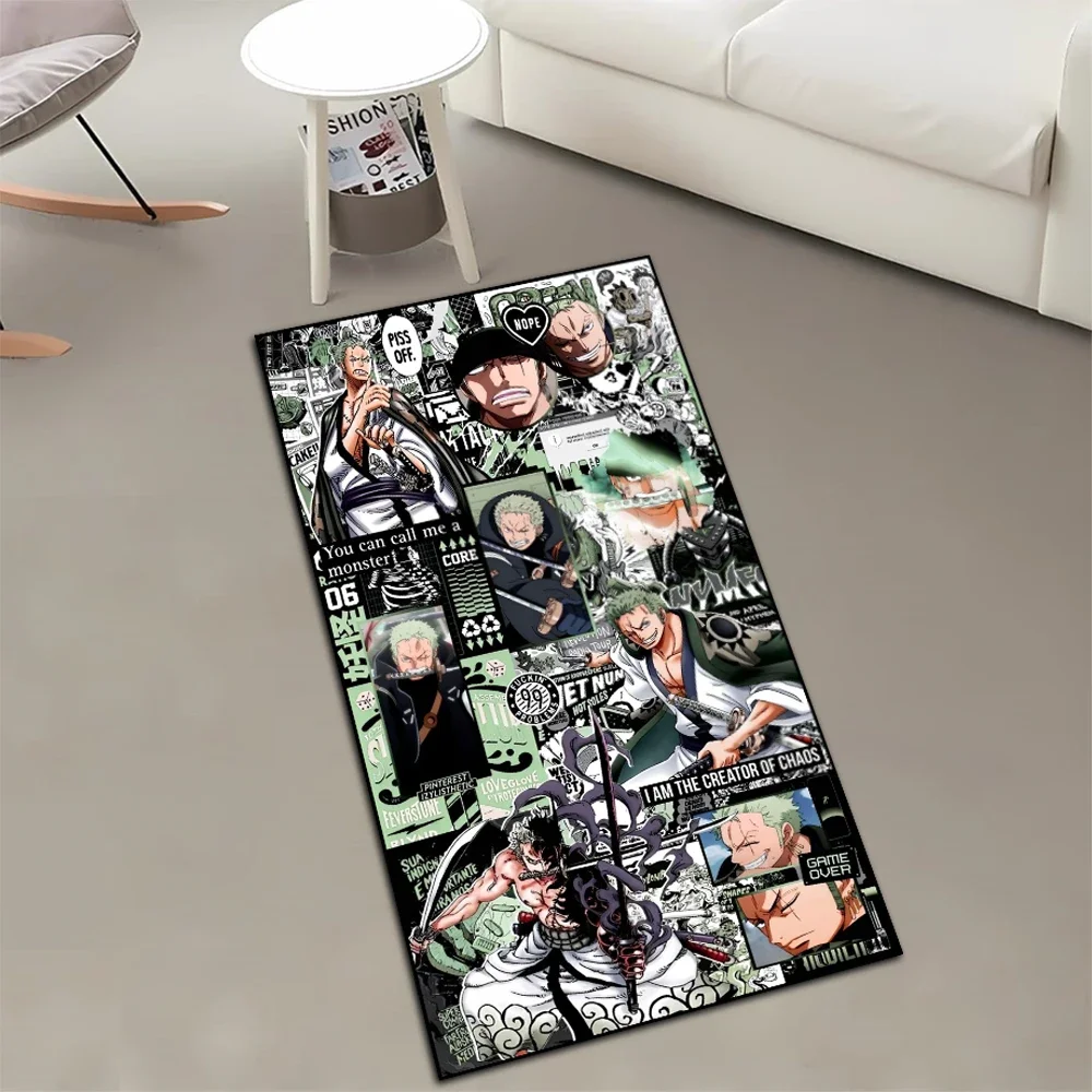 Poster Style Rug Anime One Piece Roronoa Zoro Printed Handmade Carpet Area Rug for Home Decor