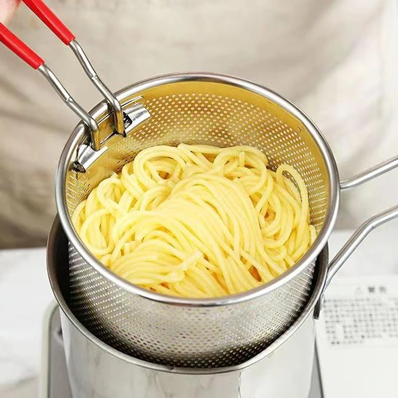 2/3/4Pcs Stainless Steel Deep Frying Pot French Fries Fryer With Strainer Chicken Fried Pans Kitchen Cooking Tool