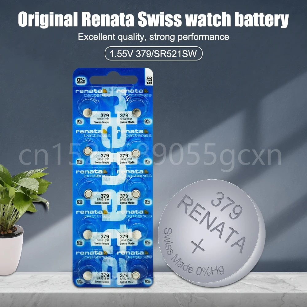 Original Renata 379 SR521SW AG0 D379 SR63 V379 1.55V Silver Oxide Watch Battery for Calculator Remote Button Cell Swiss Made