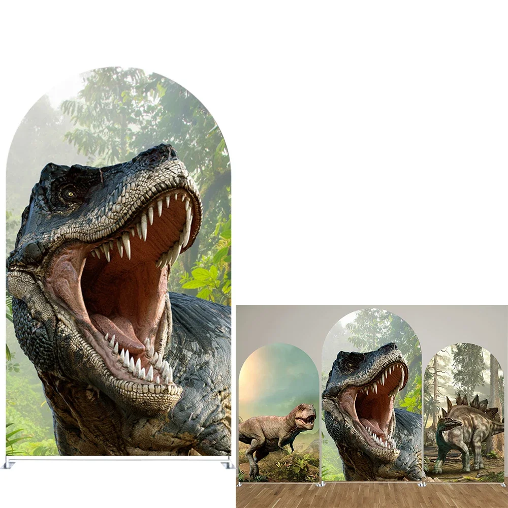 

Dinosaur Theme Arch Backdrop Covers for Parties, Arched Panels Wedding Birthday and Baby Shower Party Decoration Props