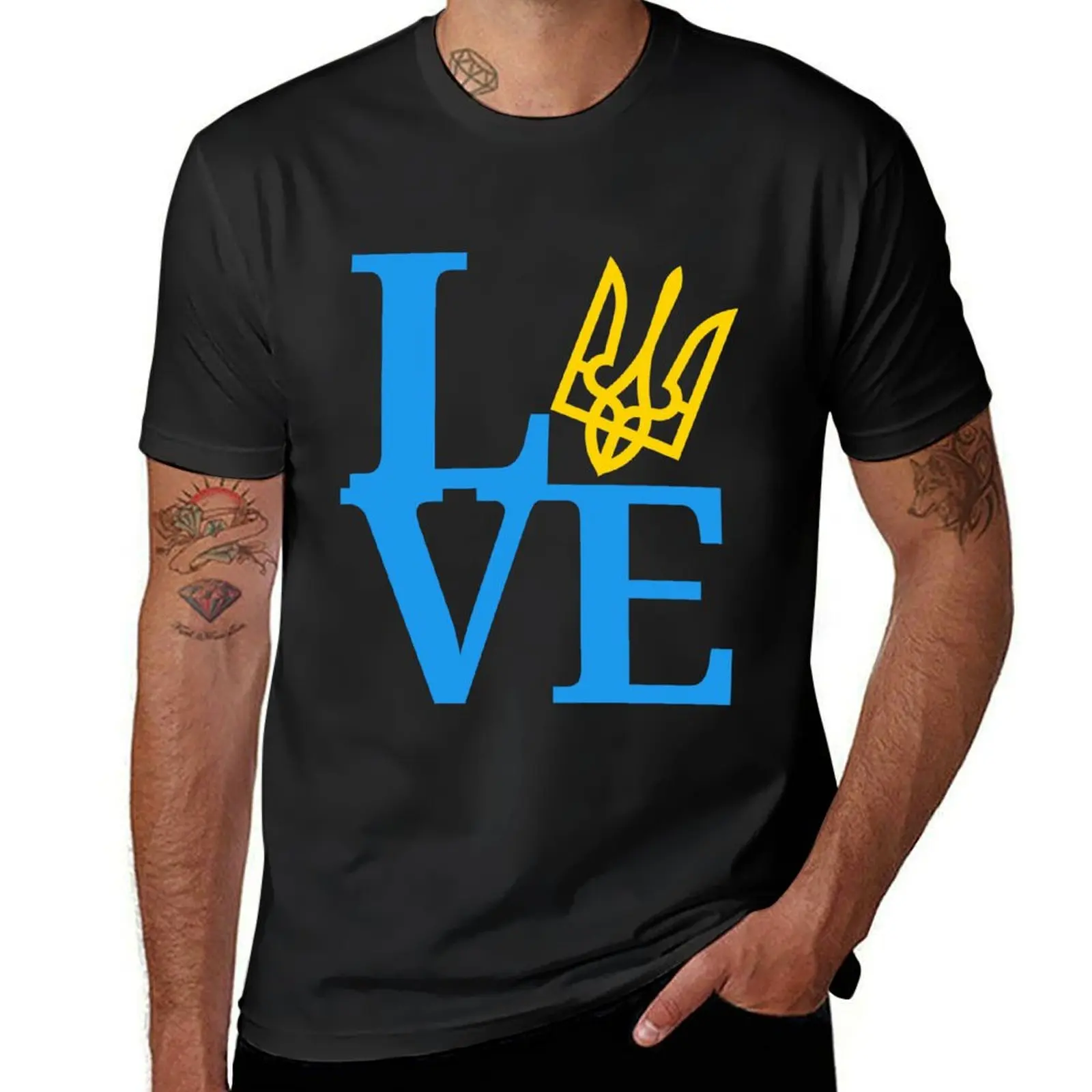 

Tryzub Love T-Shirt customs design your own summer clothes sports fans shirts graphic tees Men's clothing