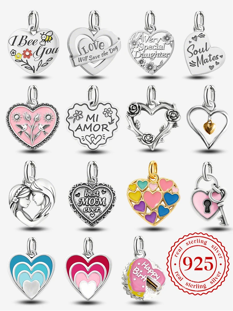 

Винтажные подвески из стерлингового серебра 925 пробы JamesAvery, романтические подвески в форме сердца с любовью, бусины, подходят для оригинального браслета, ожерелья, ювелирные изделия своими руками