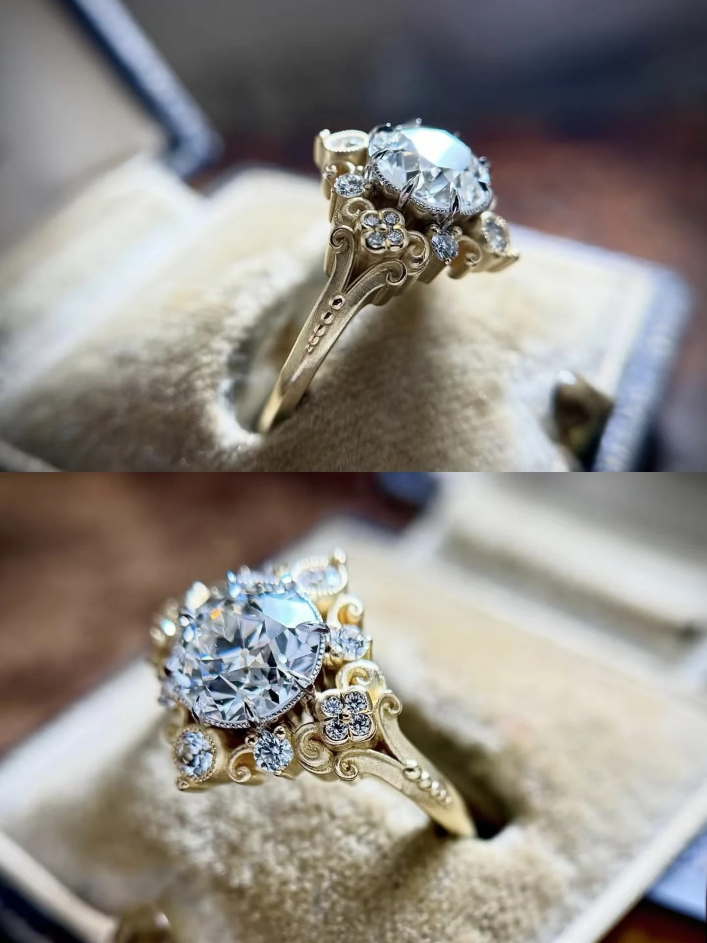 Luxury Designer Moissanite & Diamond Engagement Set, 18K 14K PT950 Custom Matching Wedding Rings with Certificate for Couples