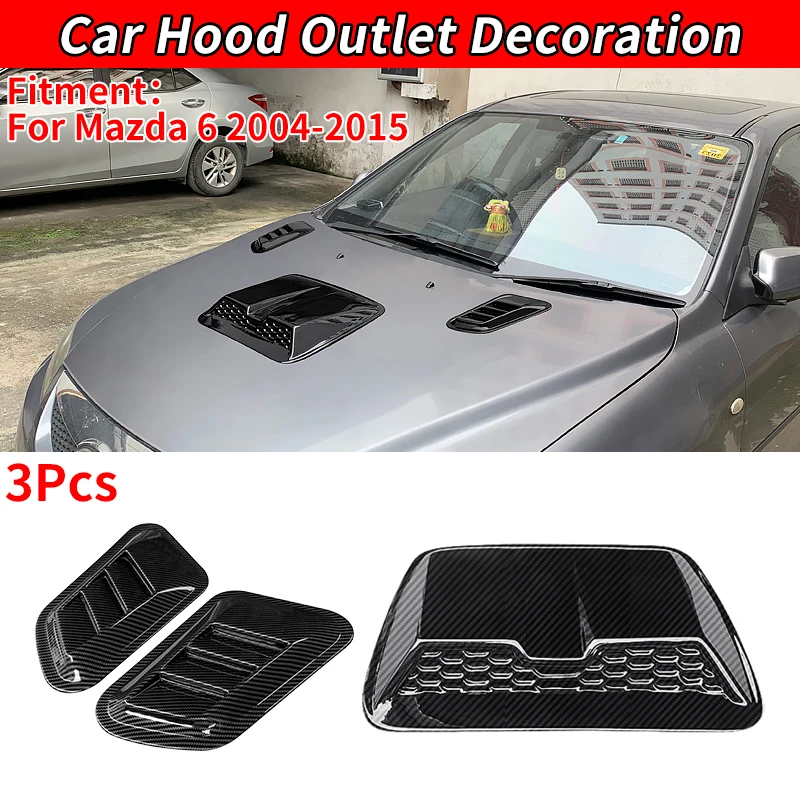 

For 6 2004-2015 Car Hood Stickers Exterior Hood Side Air Intake Flow Vent Cover Decorative Auto Carbon Fiber Accessories