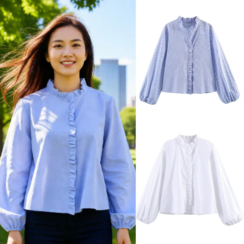 

2026 Spring New Arrival Fashion Trendy Workwear 2-Color Layered Poplin Shirt