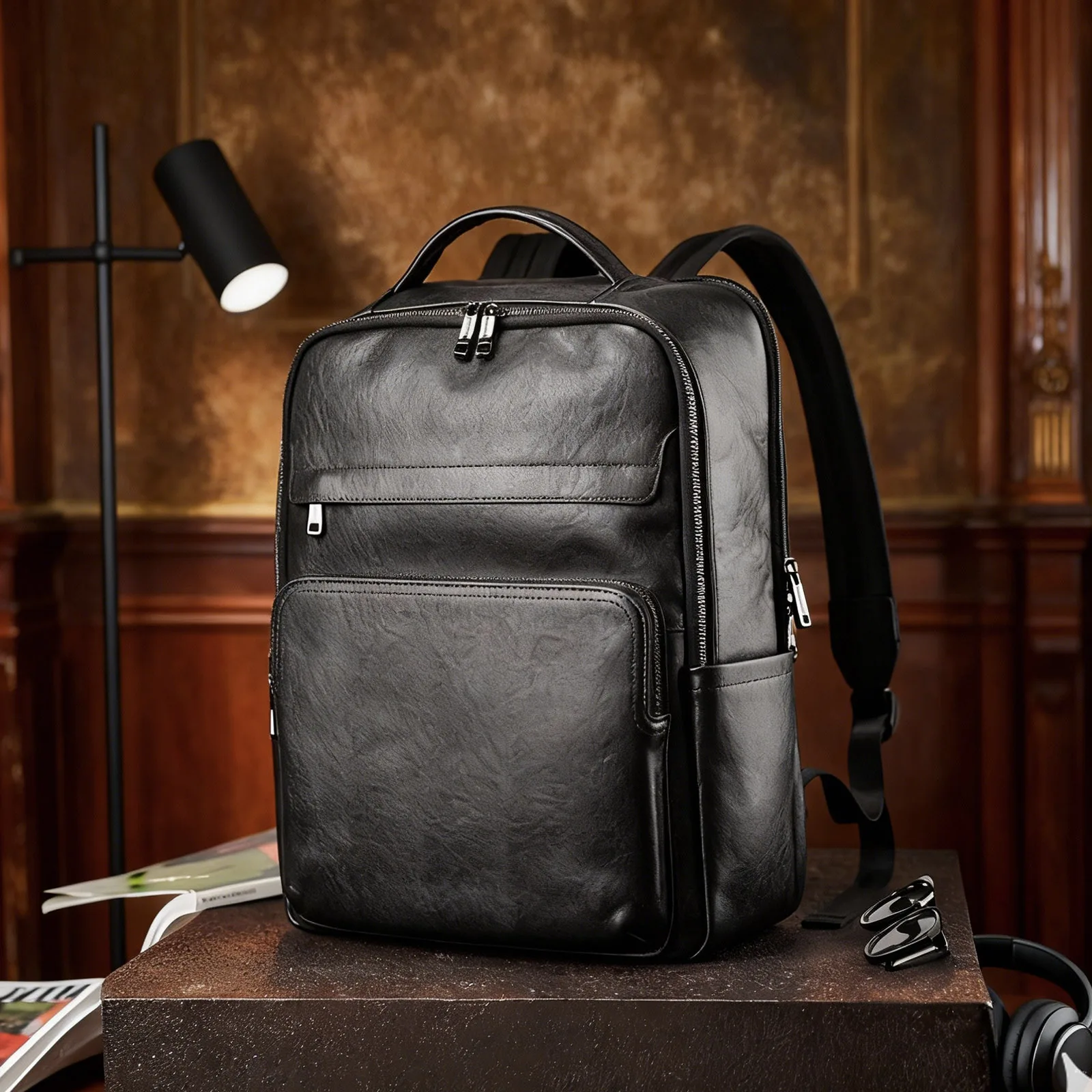 Mochila negra de cuero genuino - Leather Work Rucksack Mens reseña y precio