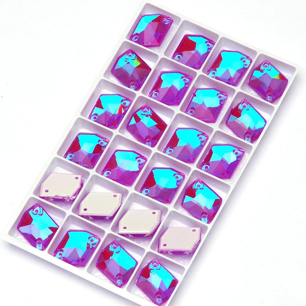 Cosmic K9 Trilliant Glas-Strasssteine mit abgeschrägter Rückseite, elektrisch glänzende Farben, aufnähbare Kristalle für Kleidungszubehör – Detail 19