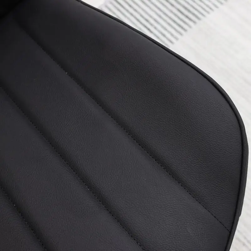 مجموعة من 4 كراسي طعام بدون ذراع من جلد البولي يوريثان الأسود مع أرجل معدنية ونمط مموج للمطبخ والمطاعم وغرفة المعيشة وغيرها #5