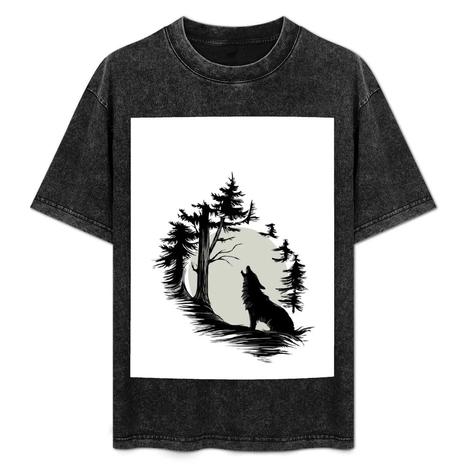 

The Wolf under the Moon's Gaze T-Shirt aesthetic clothes Luxury man mens t shirts top quality