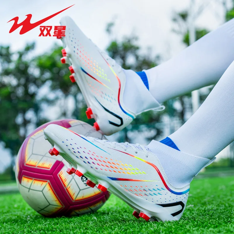 

Kids Unisex High Top Football Shoes FG Long TF Studs Anti Slip School Match Training Soccer Boots