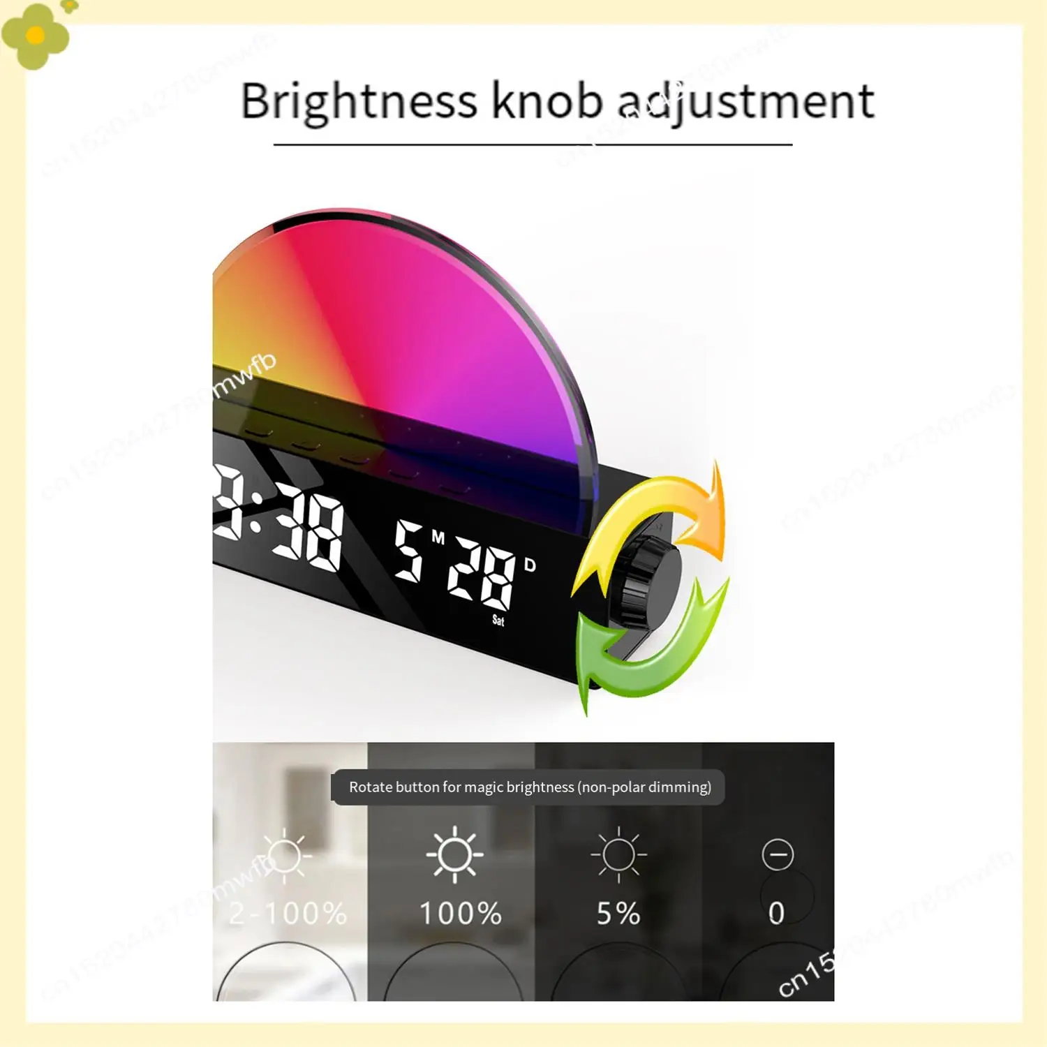 LDHL Sunrise Lamp Sunrise Alarm Clock, Wake Up Light Dawn Simulator, Bedside Sun Lamp Color Changing Lights For Bedroom Black Du