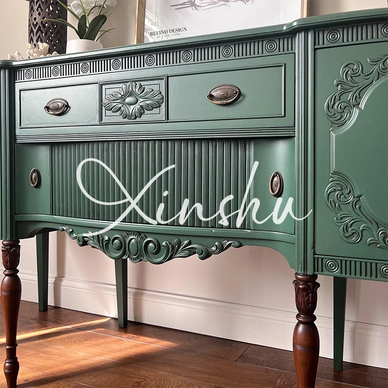 

solid wood porch cabinet French contrasting , living room engraved decorative cabinet, American entrance porch partition cabinet