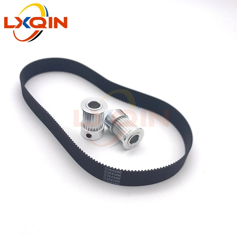 LXQIN 1set printer parts S2M 15mm width motor belt /matching pulley for Allwin Infiniti printer servo/stepper motor gear/belt