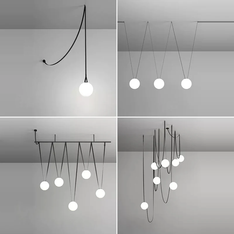 Imagem -05 - Arte Deco Led Pós-moderna Faça Você Mesmo Cinto Bolhas de Vidro Lustre Iluminação Lâmpadas Suspensão Luminária Lampen para Sala Jantar