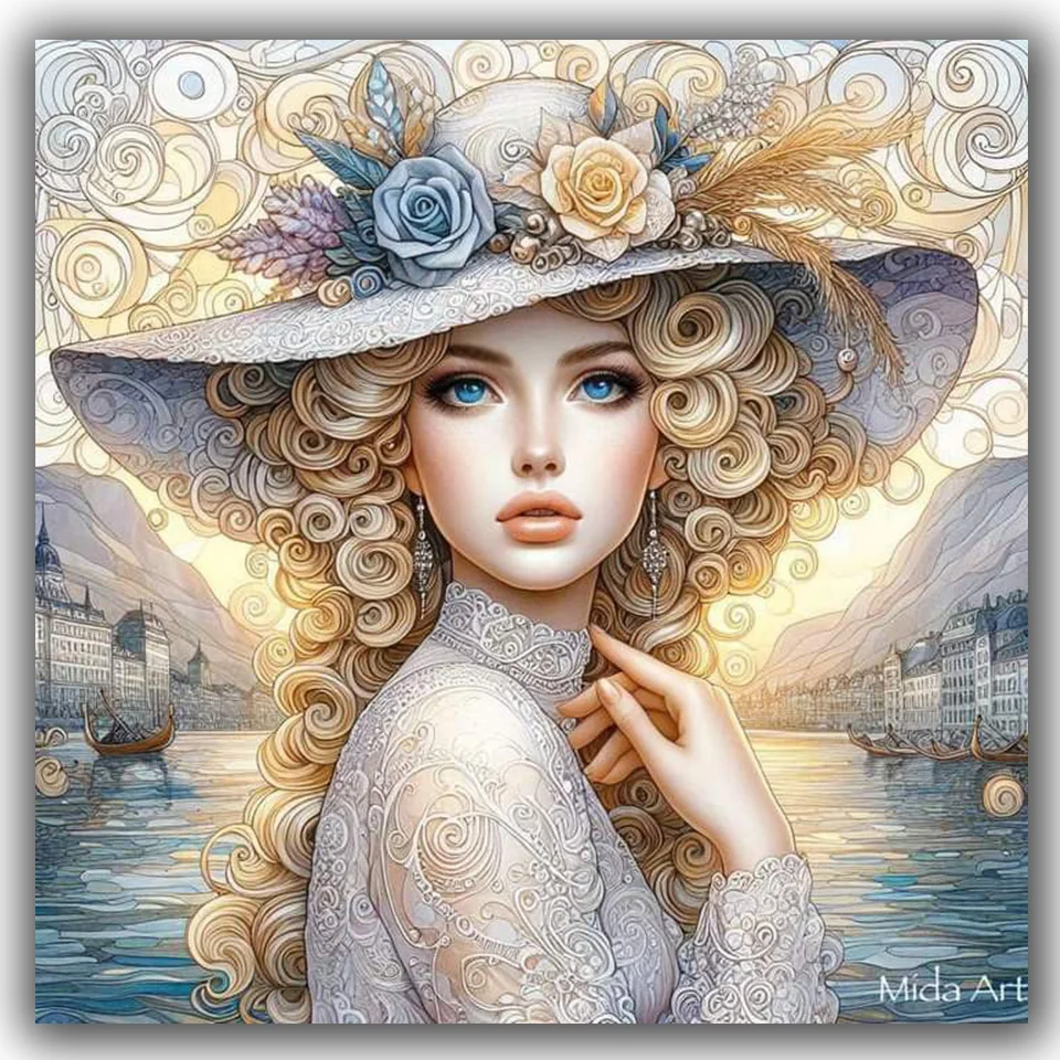 

Flowers Hat Woman DIY Diamond Painting New 2025 Full Square Round Diamond Art Mosaic,Diy Handmade Gifts Home Decor ﻿