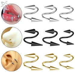ZS 1 PC 16G Stainless Steel Twisted Nose Ring For Men Women Cone Spike Spiral Helix Cartilage Rings Lip Eyebrow Piercing Jewelry