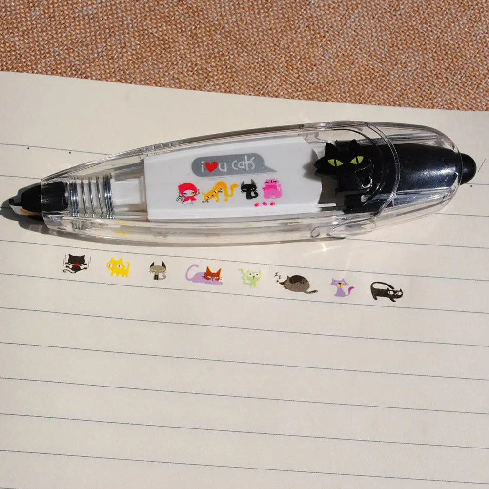 5Pcs Correction Tape Push Style Yellow Dog Black Cat Light Purple Diary Scrapbooking DIY Decorative Tape for School