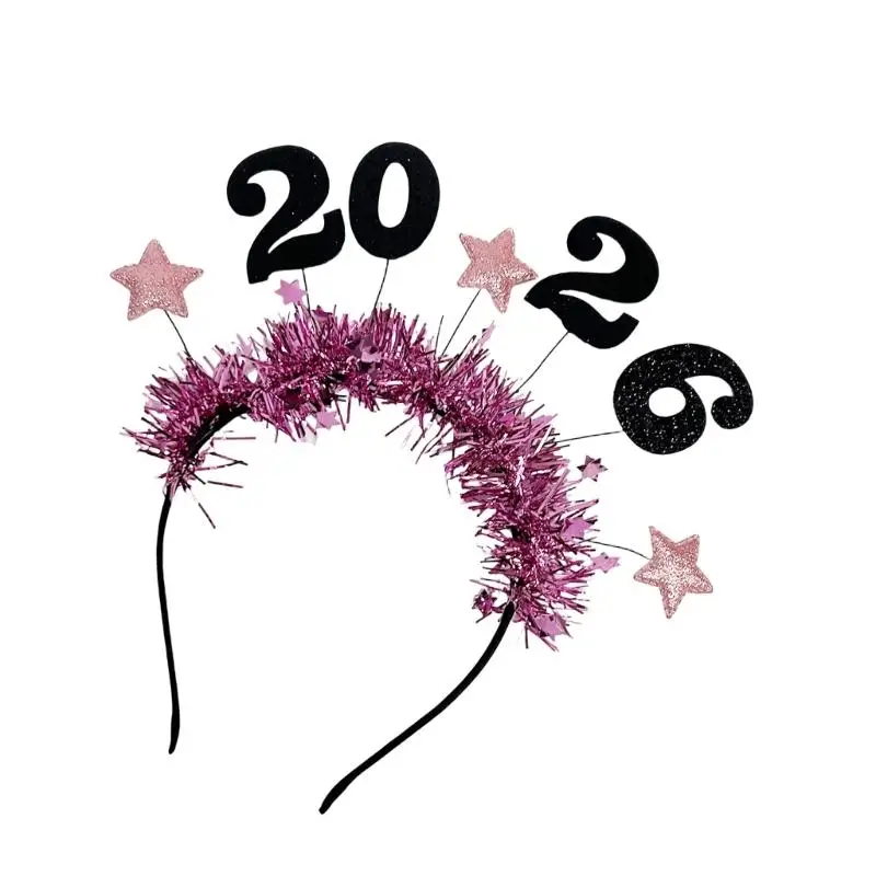 39BD 2026 Neujahr glitzert Kopfbedeckung, stilvolle Lametta-Haardekorationen, Unisex-Haarband, Stirnbänder für Partys – Detail 8